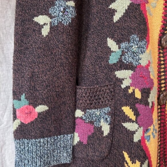 Vintage Sparrow Anthropologie Lambswool "Yellow Brick Road" Duster Cardigan - Picture 4 of 14